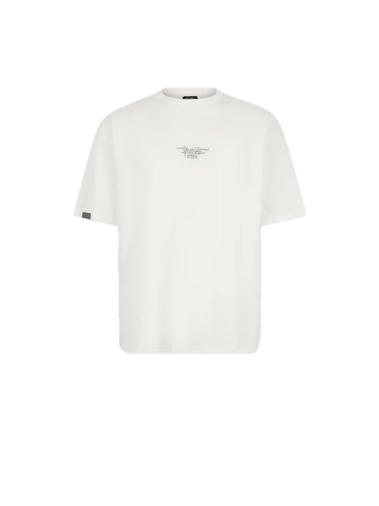 T-shirt With Embroidered Gotic Logo And Metal Label - White