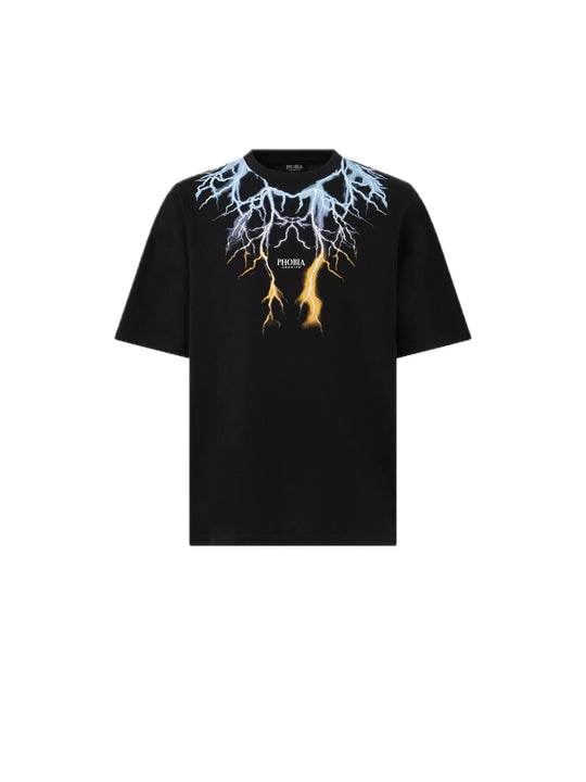 T-shirt With Bicolor Lightining Print - Black