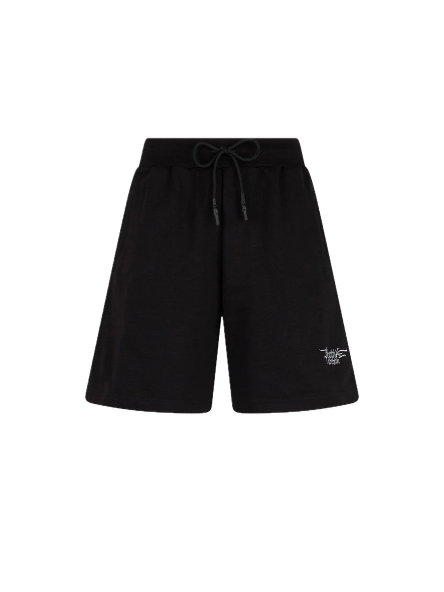 Shorts With Embroidered Gothic Logo - Black