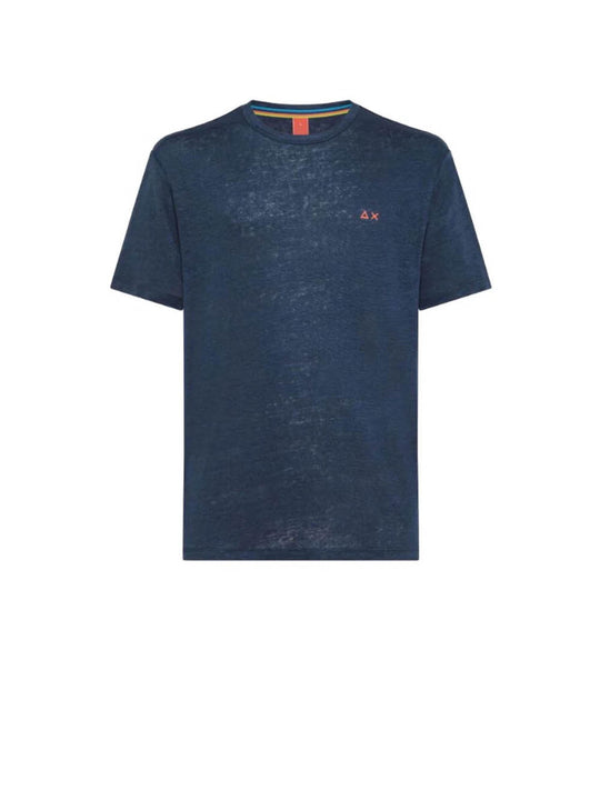 T-shirt Linen Solid S/s - Navy Blue