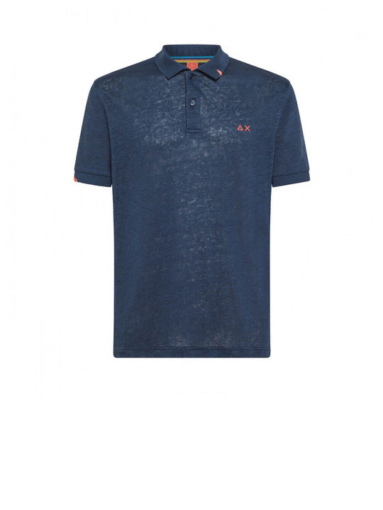 Polo Linen Solid S/s - Navy Blue