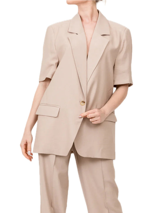 Giacca Blazer Manica Corta - Beige