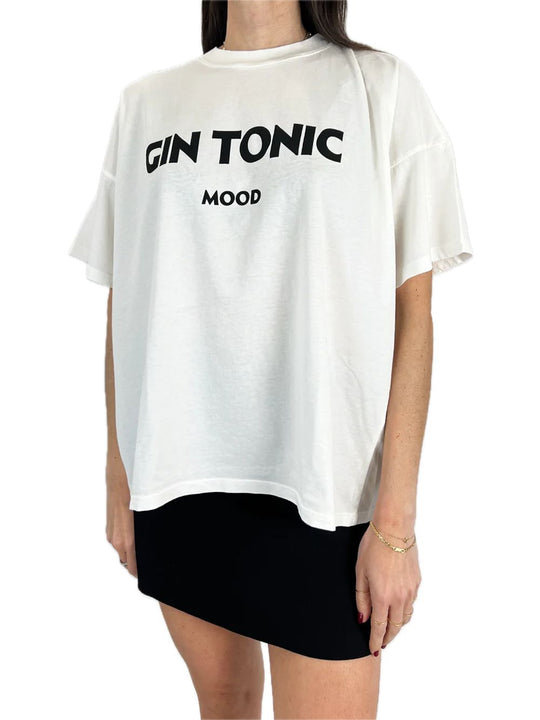 T-shirt Gin Tonic Mood - Bianco