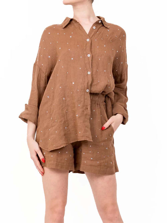 Camicia Lino Brillantini - Marrone