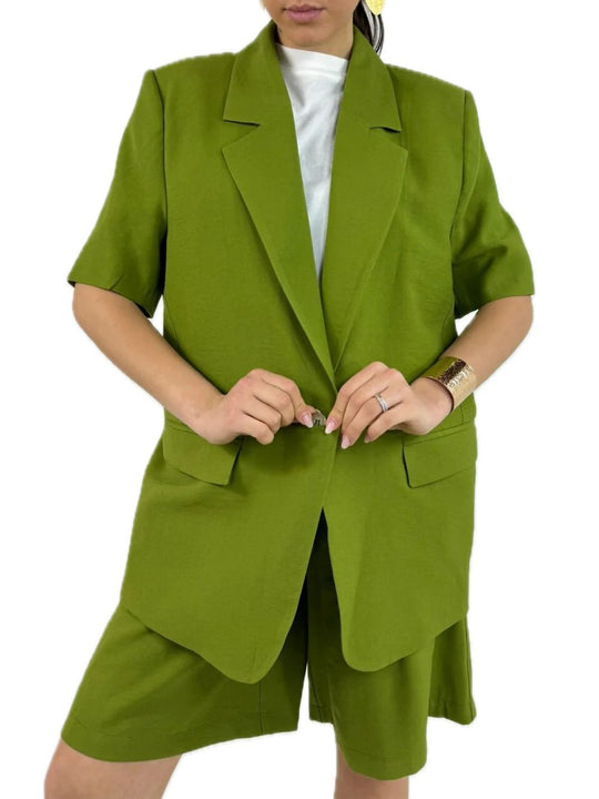 Giacca Blazer Manica Corta - Verde Oliva