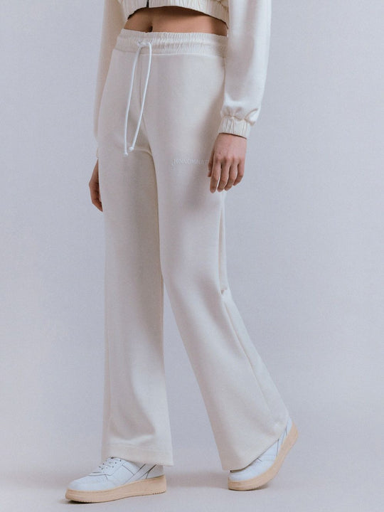 Pantalone Dritto In Modal Me Nylon Con Stampa Rigonfiante - Off White