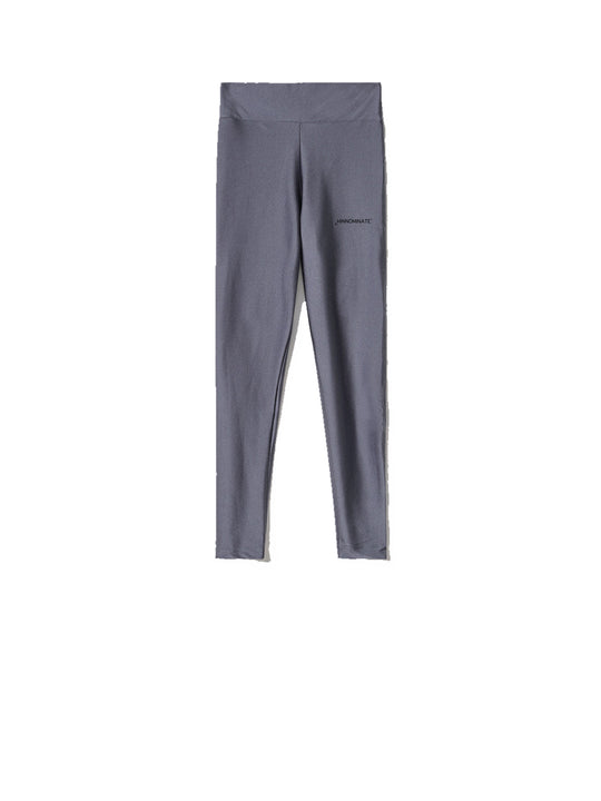 Leggings In Lycra Lucida Con Stampa Laterale - Ferro