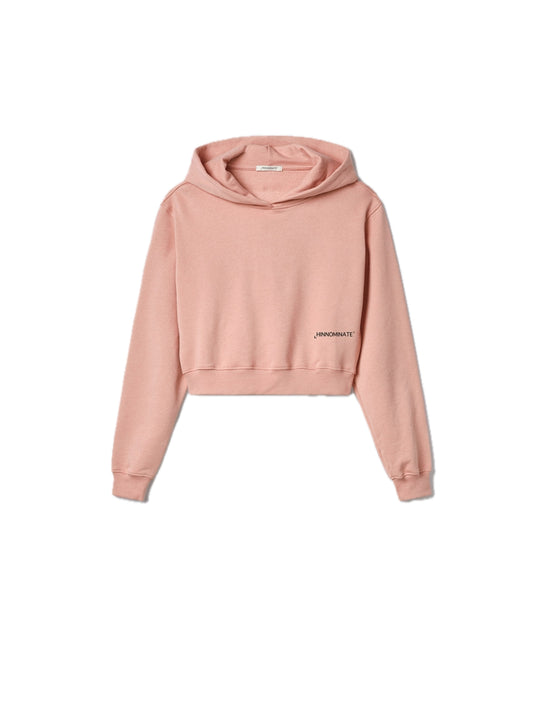 Felpa Cappuccio Corta Con Stampa Sul Davanti - Old Rose