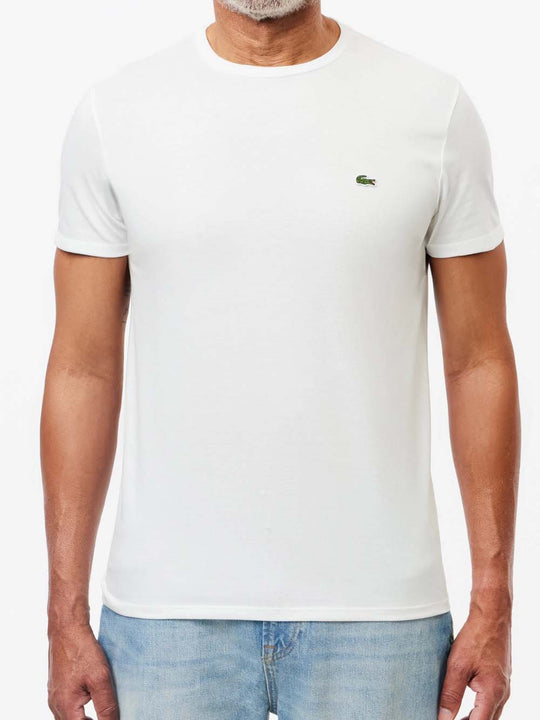 T-shirt Scollo Tondo In Jersey Di Cotone Pima - Bianco