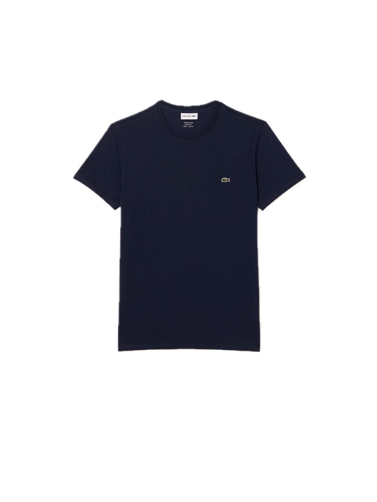 T-shirt Scollo Tondo In Jersey Di Cotone Pima - Bleu Marine