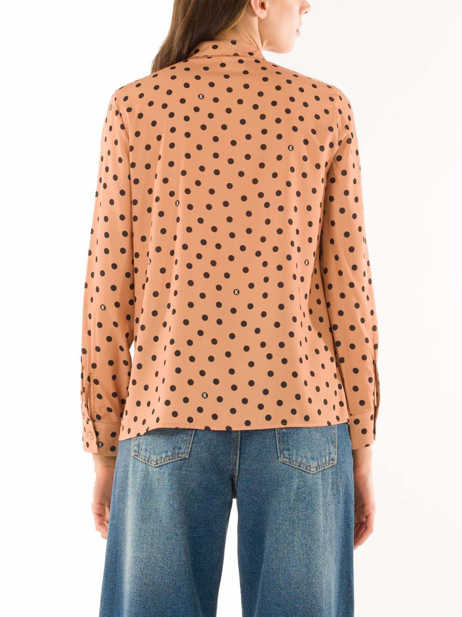 Polka Dot Shirt With Rose - Camel — 2