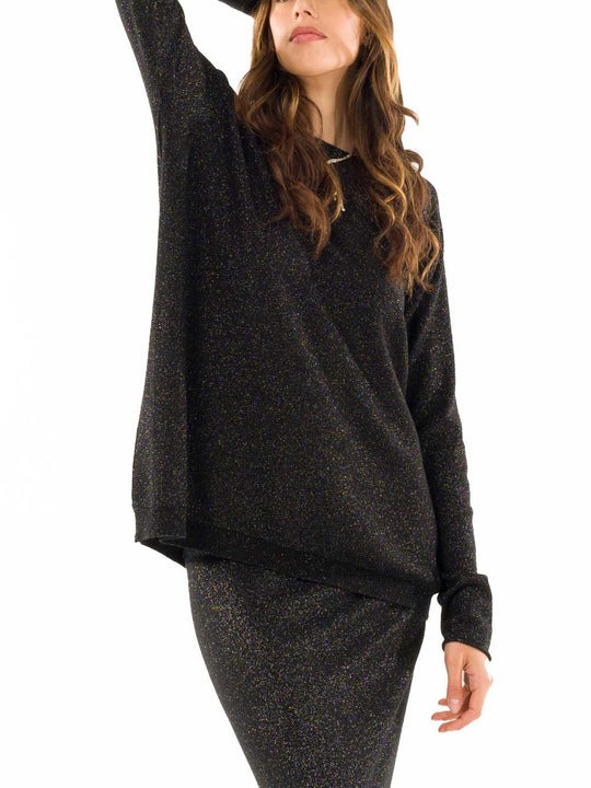 Maglia Barca Over Lurex - Nero