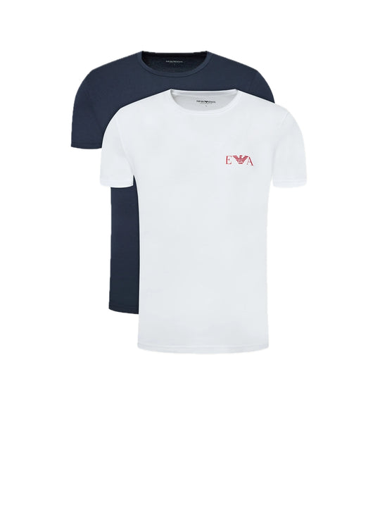2-Pack Crew Neck T-shirt S/s - White Marine