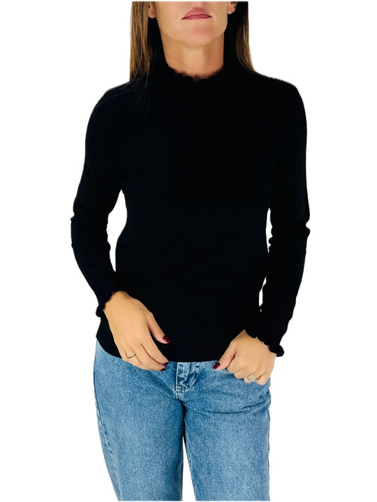 Maglia Mezzo Collo Rouches - Nero