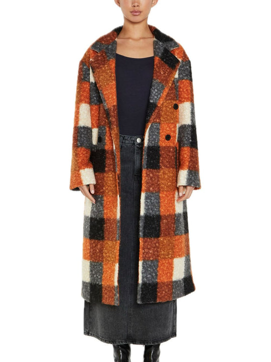 Ladies Coat Orange Multi Check