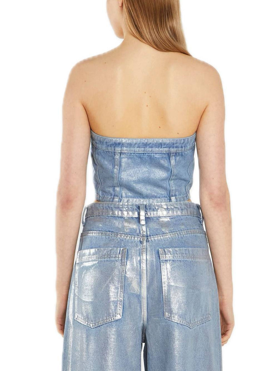 Ladies Top - Blue Silver Foil — 2