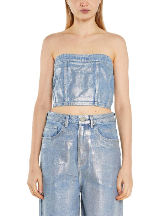 Ladies Top - Blue Silver Foil