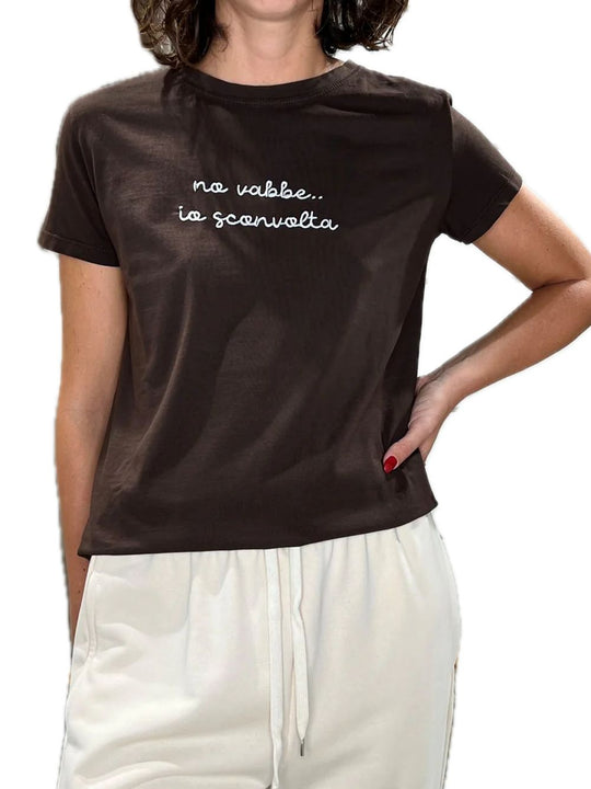 T-shirt Nero Scritta Ricamata