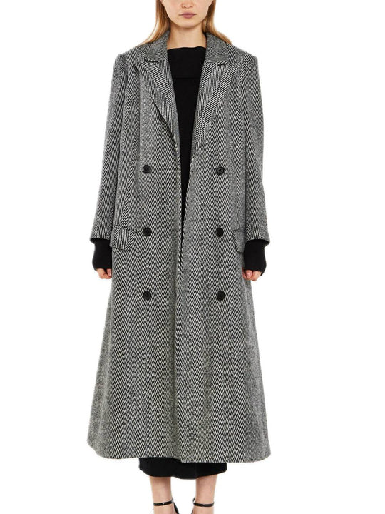 Ladies Coat - Black White Chevron