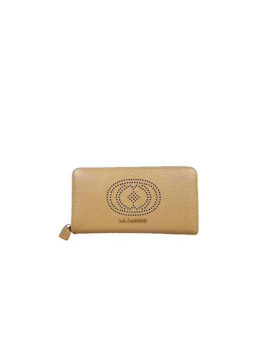 Drilled Logo Big Wallet Tumb Leather - Beige