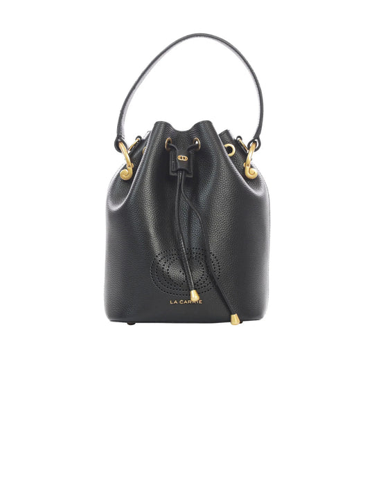 Drilled Logo Ginger Bucket Bled Leather - Black