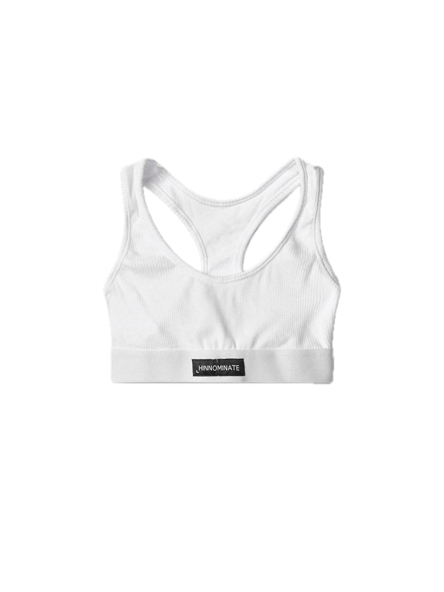 Top In Costina Con Elastico E Etichetta - Bianco — 2