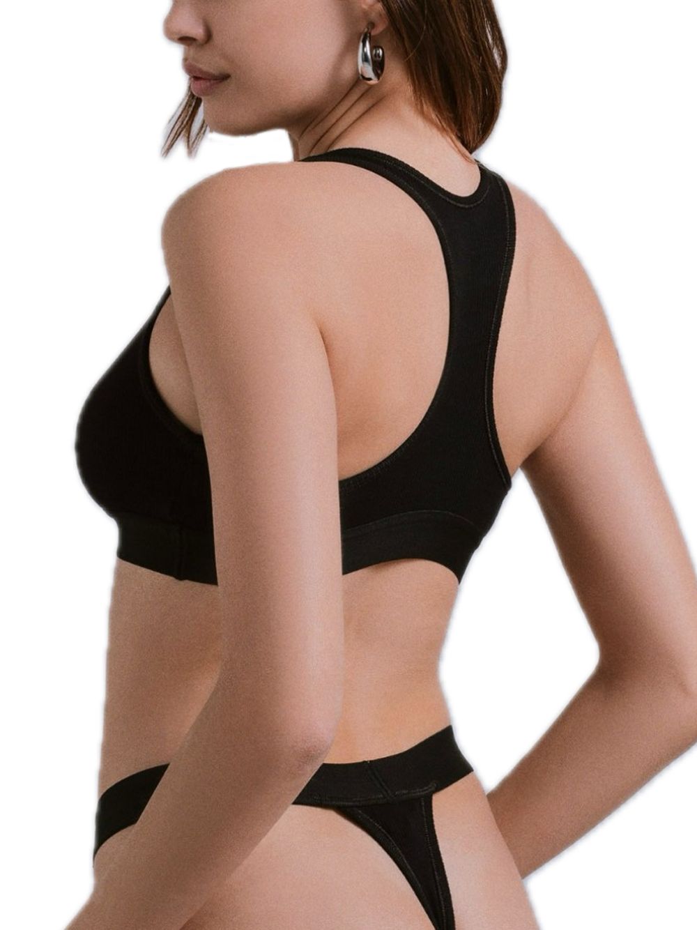 Top In Costina Con Elastico E Etichetta - Nero — 3