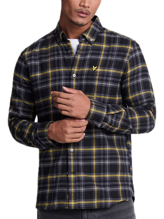 Check Flammel Shirt - Jet Black