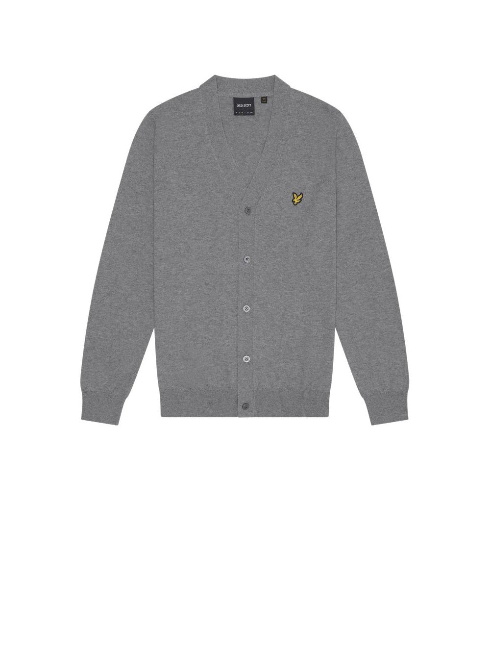 Cardigan con scollo a V in cotone e lana merino - Grigio melange medio — 1