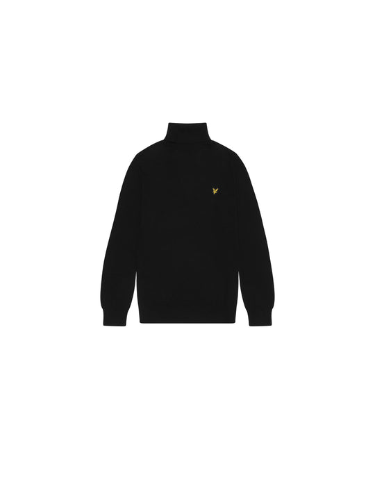 Cotton Merino Turtleneck Jumper - Jet Black