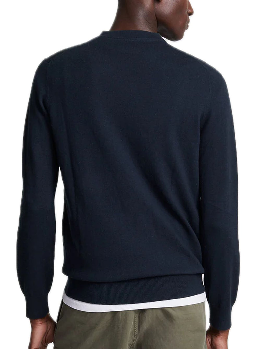 Cotton Merino V Neck Jumper - Dark Navy — 2