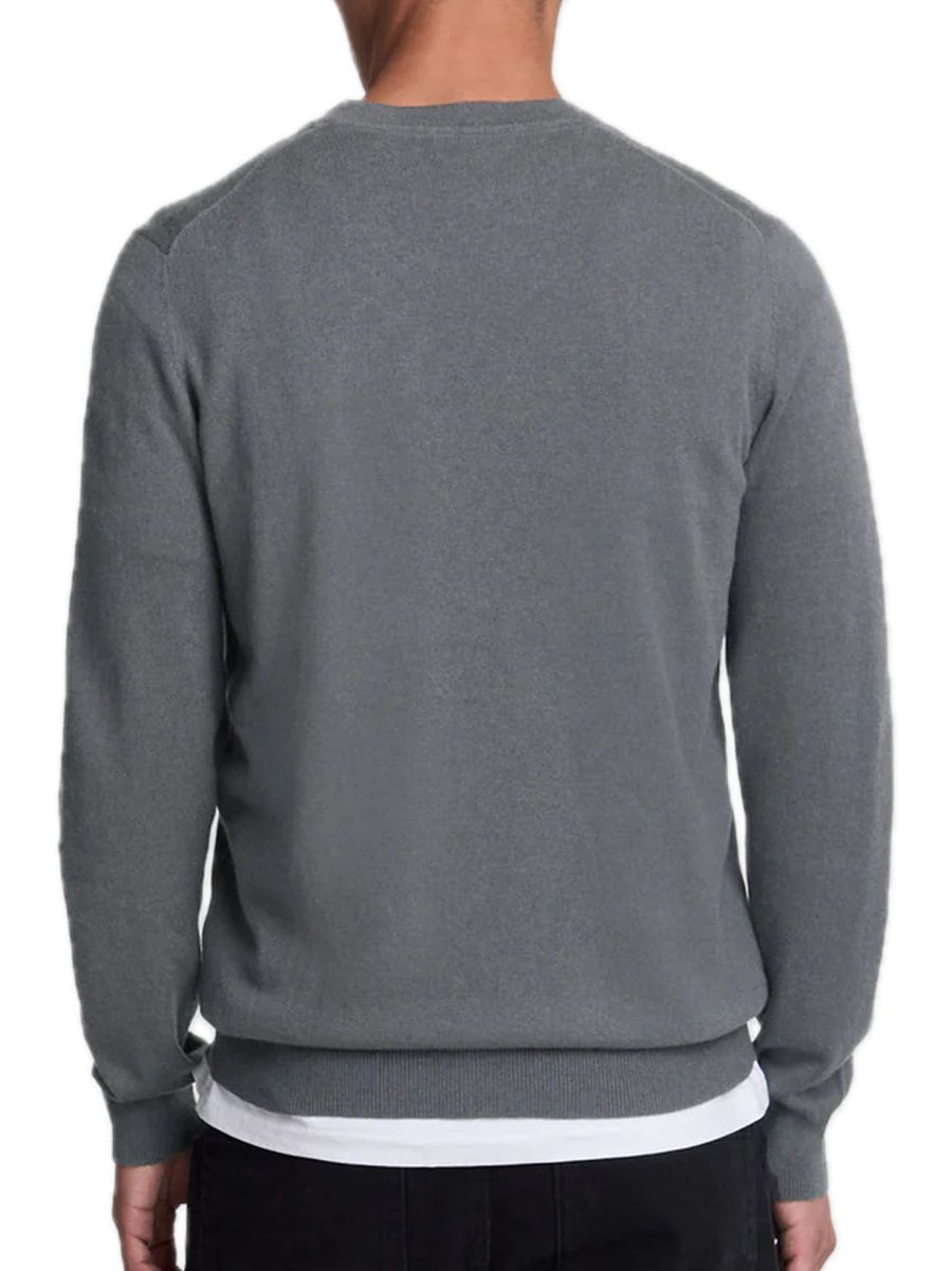 Cotton Merino V Neck Jumper - Gunmetal — 2