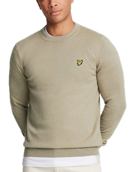 Cotton Merino Crew Neck Jumper - Sage Uniform