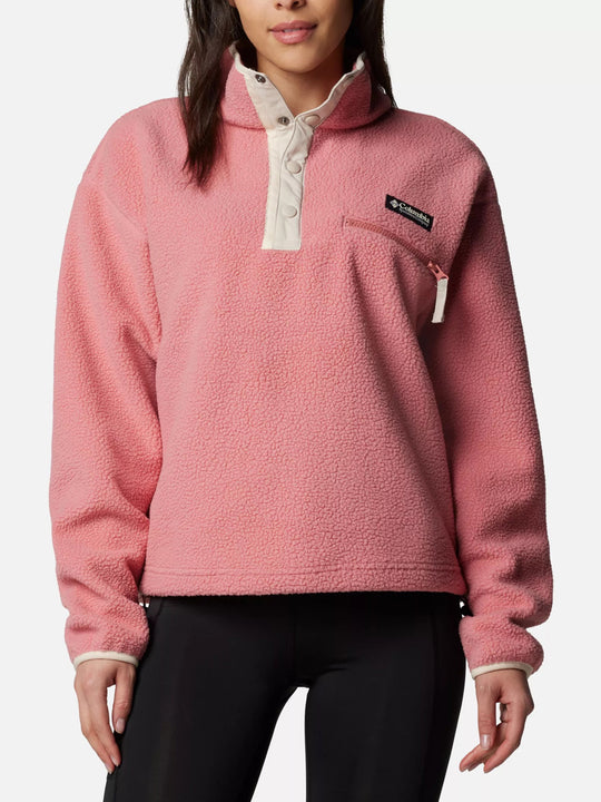 Helvetia II Cropped Half Snap Fleece - Pink Agave