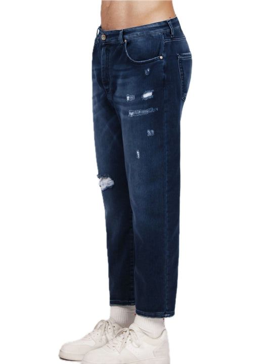 Pantalone Felpa Con Rotture - Blu