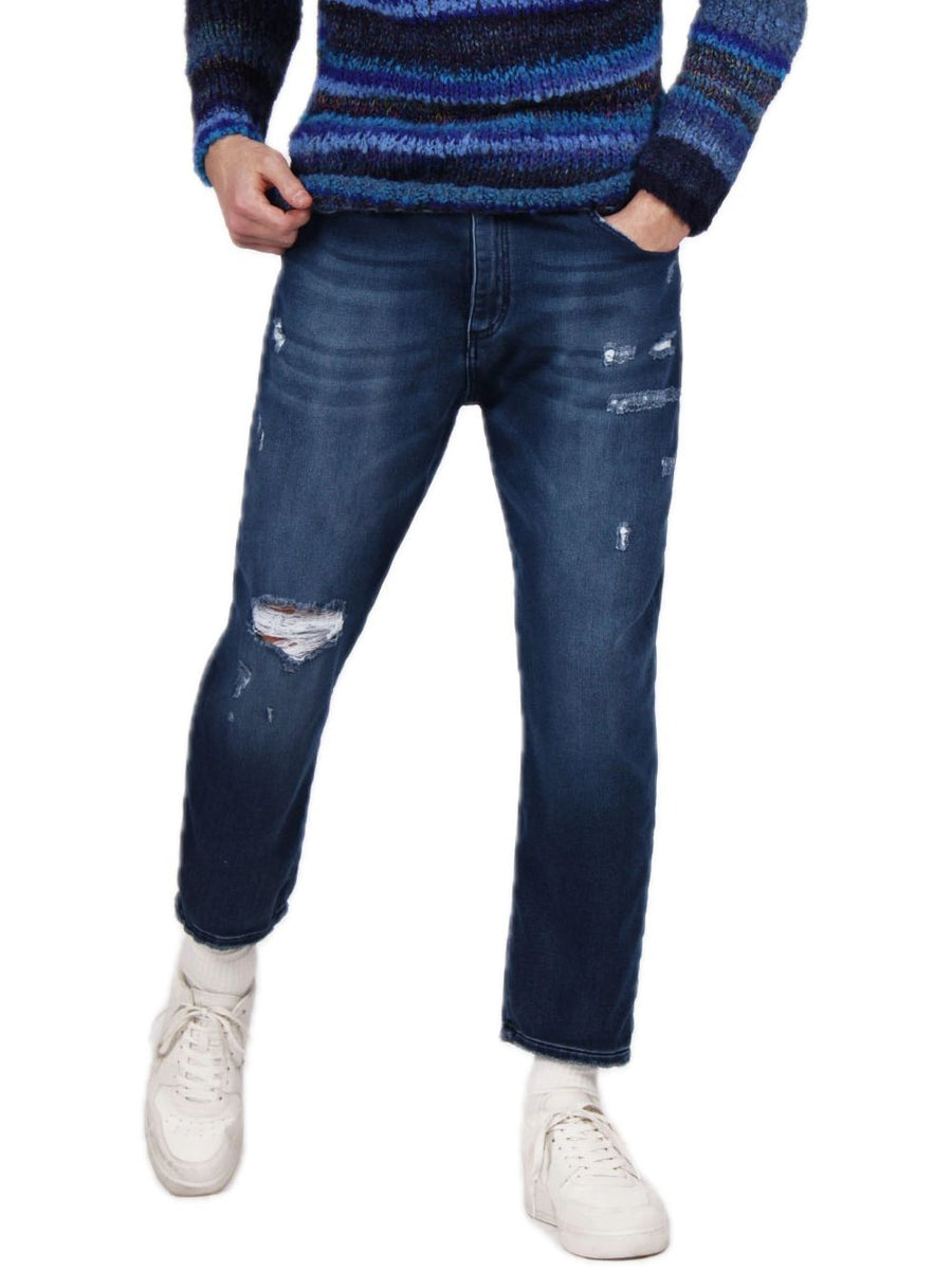 Pantalone Felpa Con Rotture - Blu — 2