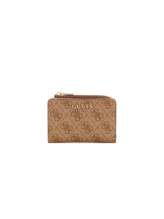 Laurel Slg Zip Arnd Card Case - Latte Logo
