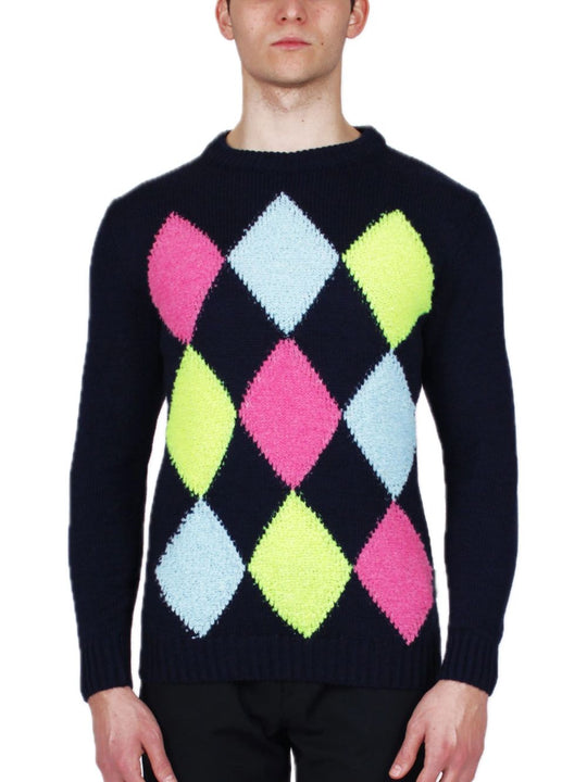 Girocollo Rombi Rasato Rov. - Blu