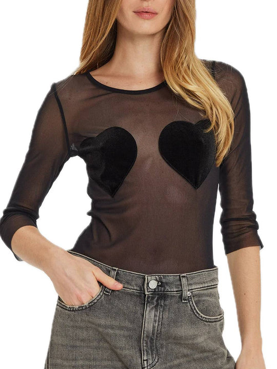 Body Trasparente Cuori - Nero
