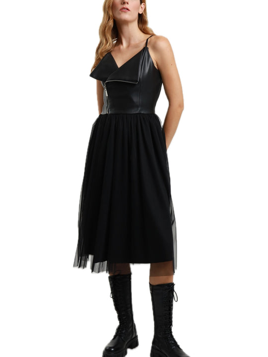 Abito Ecopelle Tulle - Nero