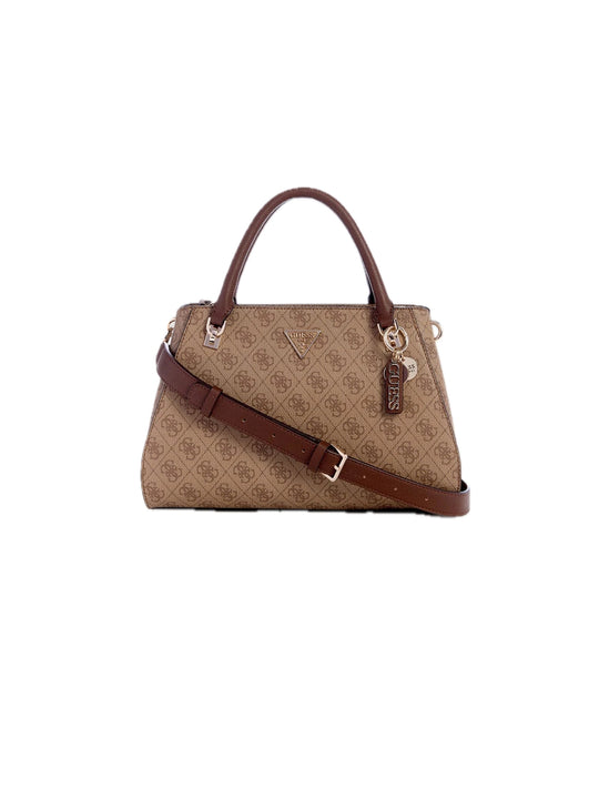 Noelle Luxury Satchel - Latte Logo Brown