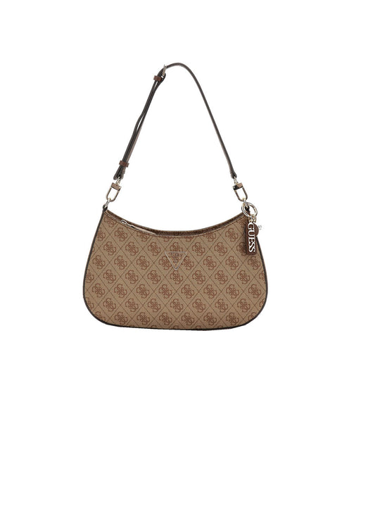 Noelle Top Zip Shoulder Bag - Latte Logo Brown