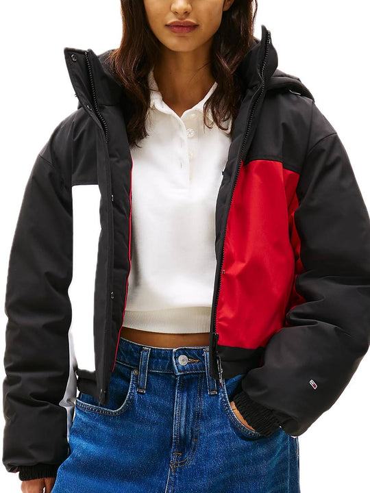 Tjw Crop Flag Puffer - Black