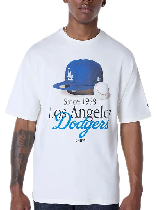 LA Dodgers MLB Script Open White T-Shirt - Open White