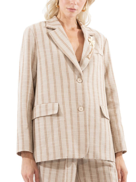 Giacca Gessata - Beige/Biscotto