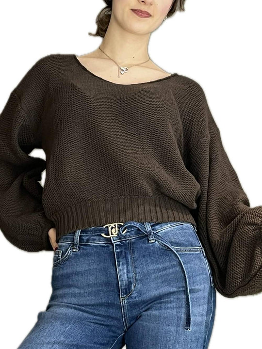 Maglia Scollo A V Nido D'Ape - Moro