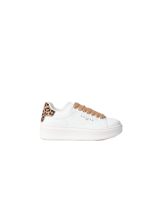 Sneakers Addict In Action Leather Con Inserto Animalier - Beige