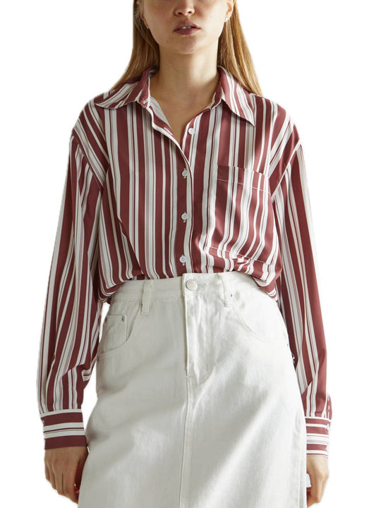 Ladies Top - Burgundy Stripe