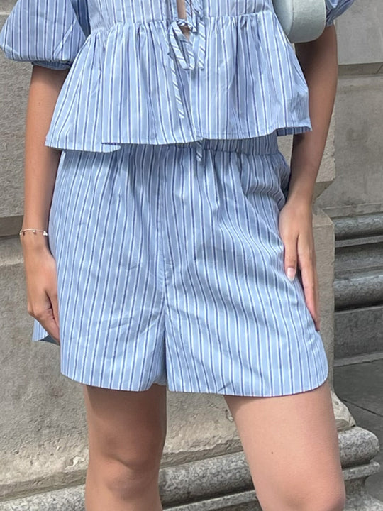 Ladies Shorts - Mixed Blue Stripe