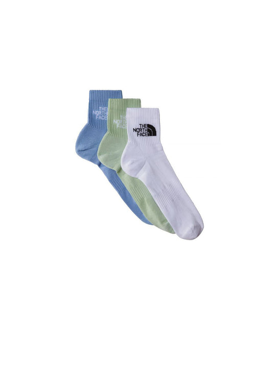 Multi Sport Cush Quarter Sock 3p - Tnf White Purple Mint Vibrant Verbena